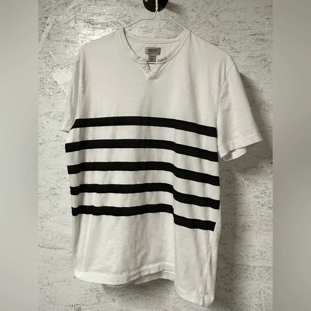 Kenneth Cole White Tee with Black Stripes